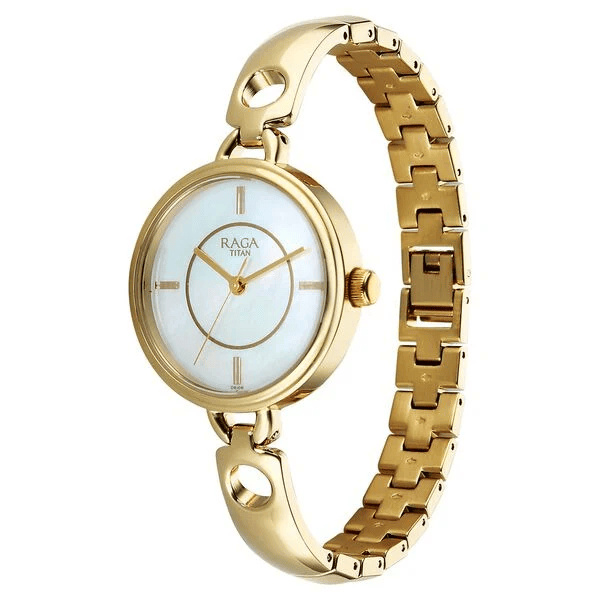 Titan Raga Contempore Quartz Analog Mother of Pearl Dial Metal Strap Watch For Women